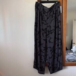 Black Floral leaf Wide-Leg dress Pants xl